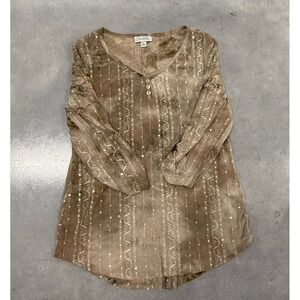 Dressbarn Y2K Brown Embellished Corset Top Womens Small Boho Sequin